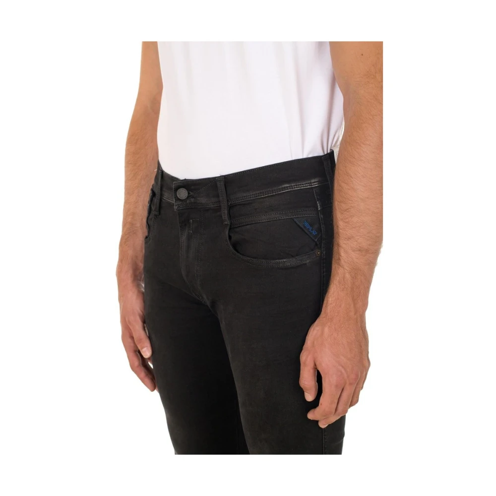 Replay Anbass Hyperflex Stretch Zwarte Denim Jeans Black Heren
