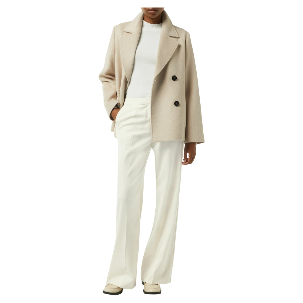 comma Flanellen Wijde Broek Beige Dames