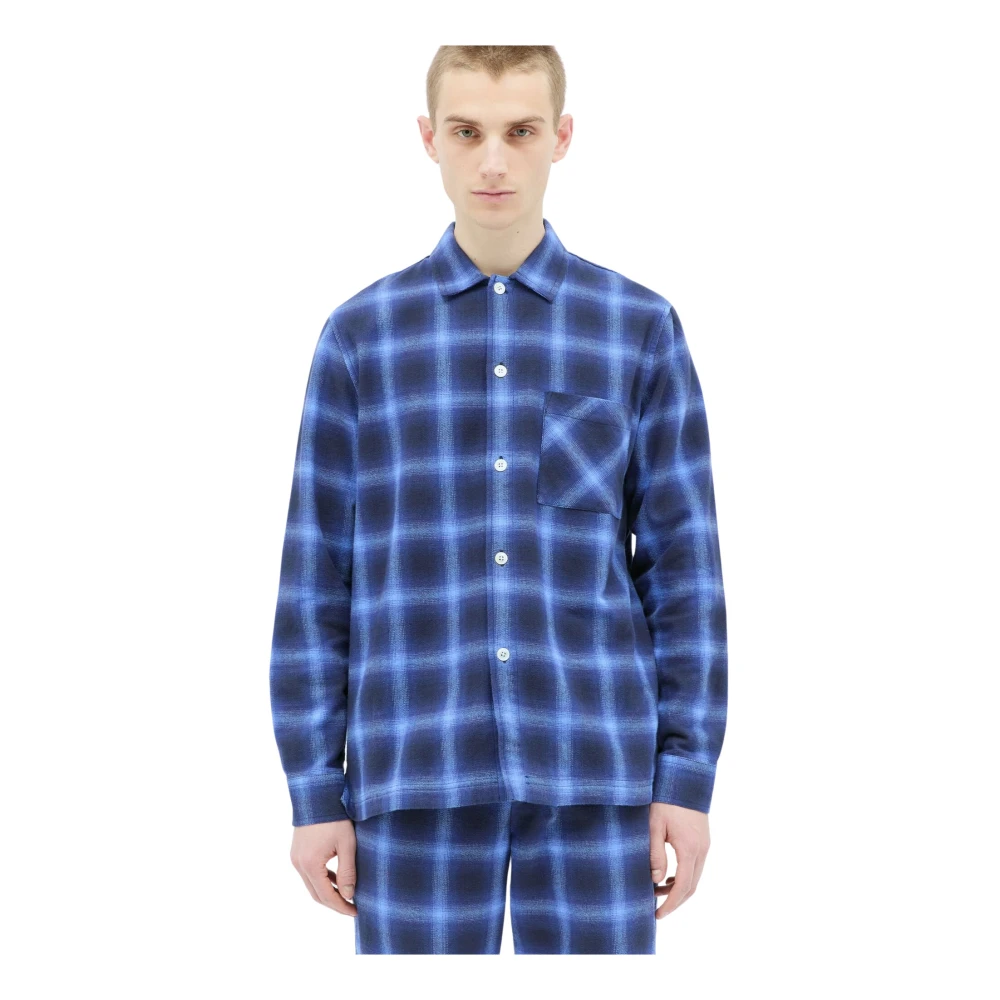 Tekla Men's Blue Plaid Pyjama Shirt - Pyjamas - M - Nightwear & Lounge