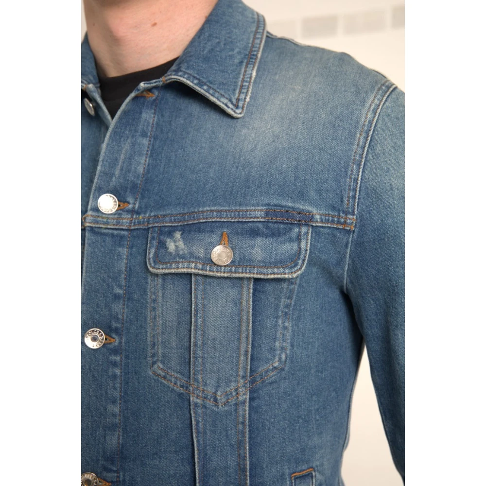 Dolce & Gabbana Elegante Blauwe Denim Jack Blue Heren