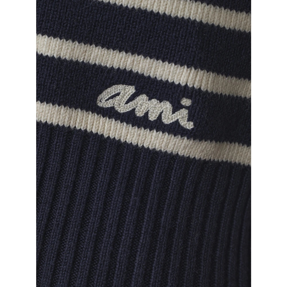 Ami Paris Slim Sailor Crew Neck Sweater Blue Dames