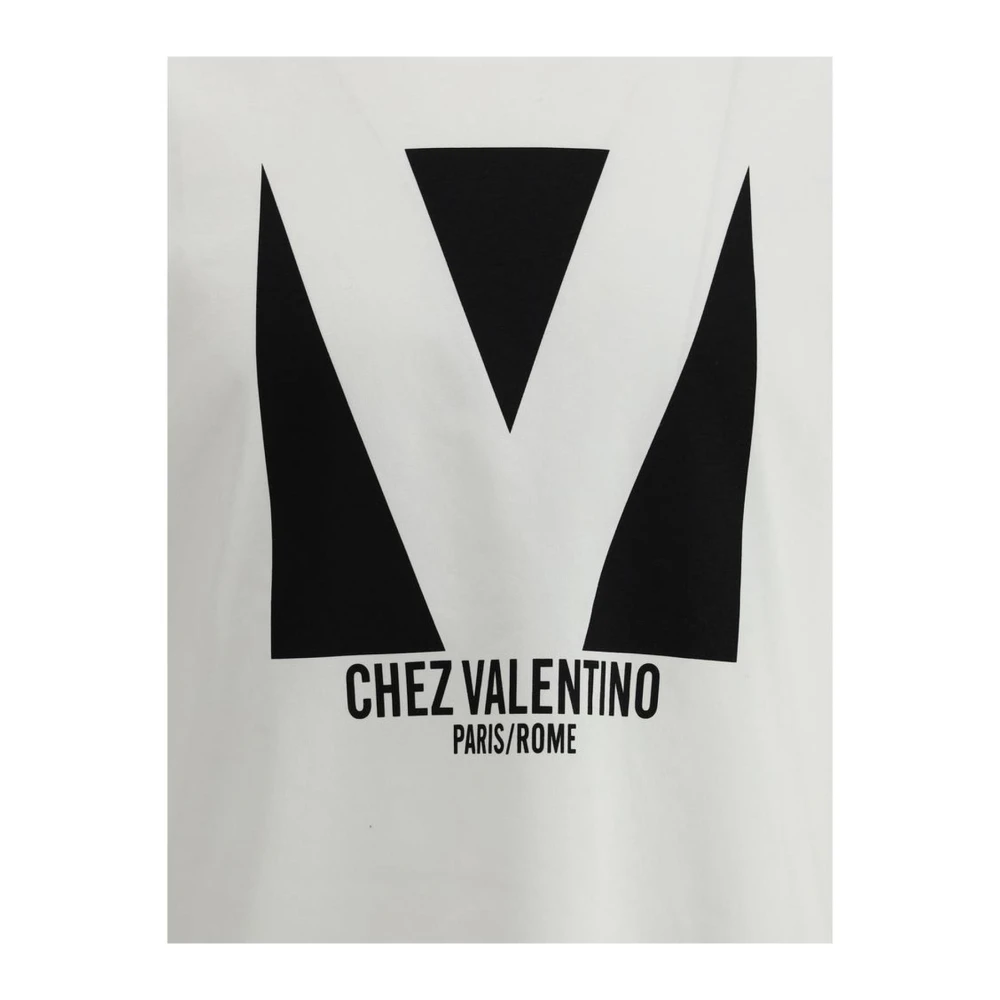 Valentino Iconisch Logo Print Katoenen T-Shirt White Heren