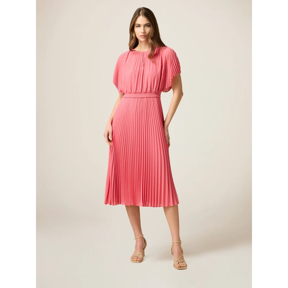 Oltre Geplooide Midi Jurk Pink Dames