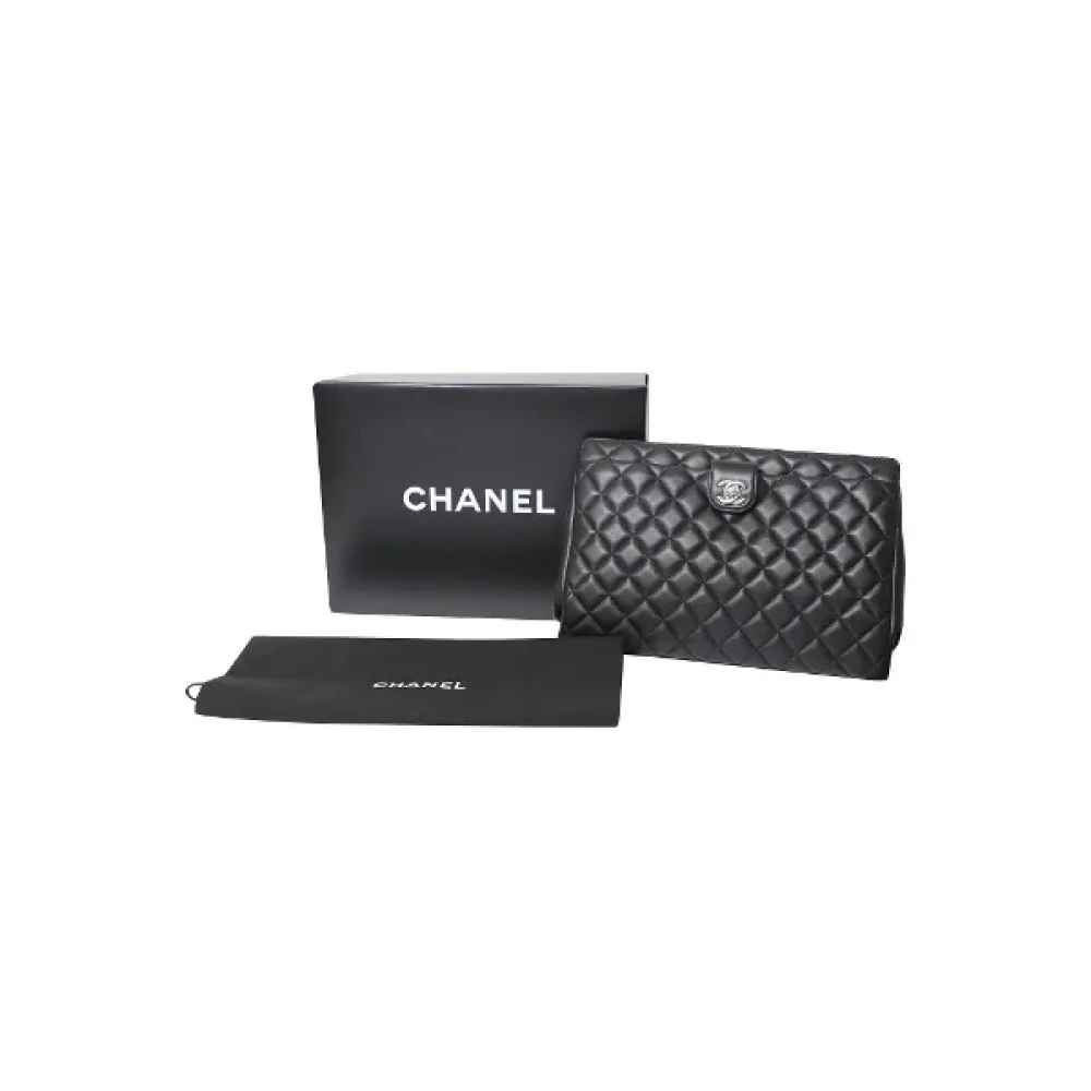 Chanel Vintage Pre-owned Leather clutches Black Dames