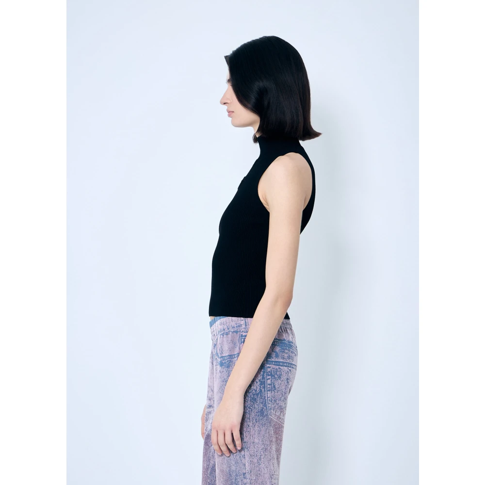Diesel Rib Top met D Cut-Out Hardware Black Dames