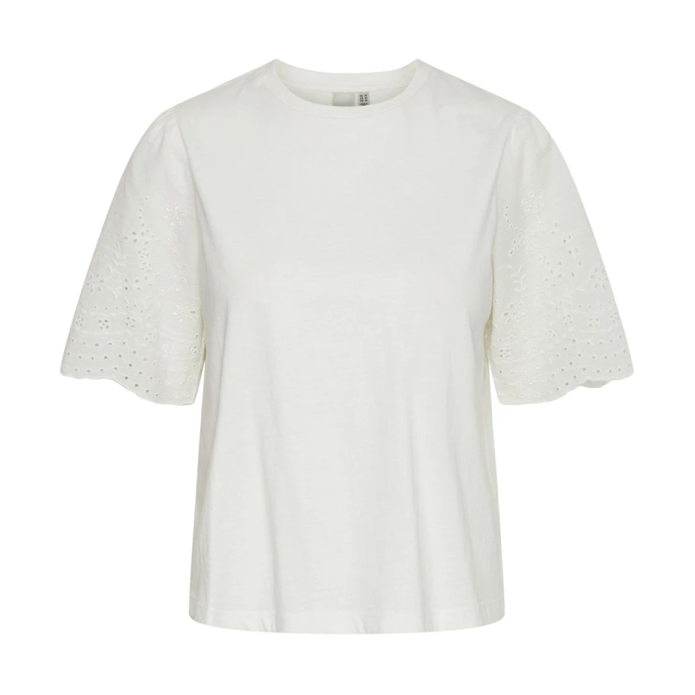 Yaslex Ss Top W. Emb Sleeves - Star White L