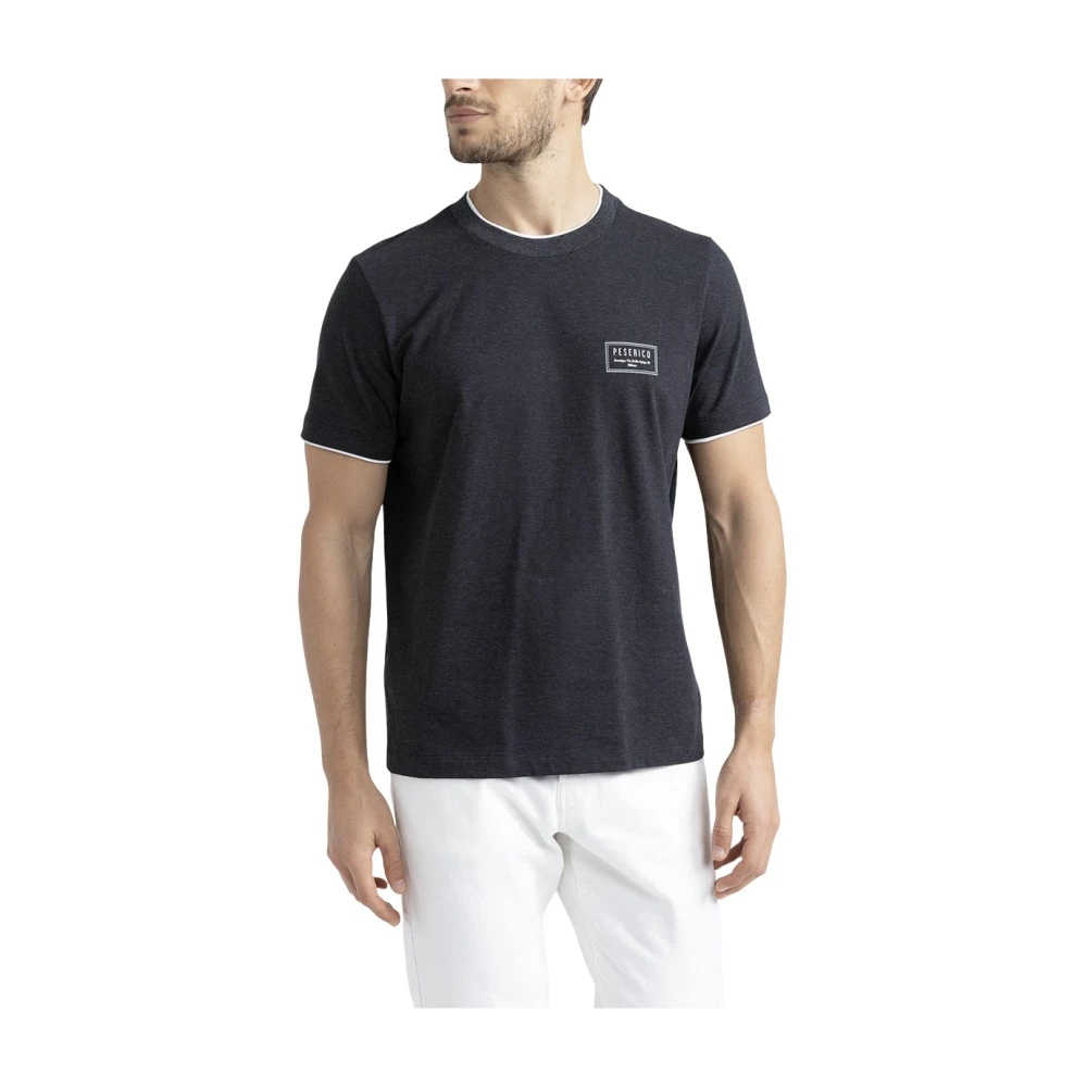 PESERICO Zachte zuivere katoenen jersey T-shirt Blue Heren