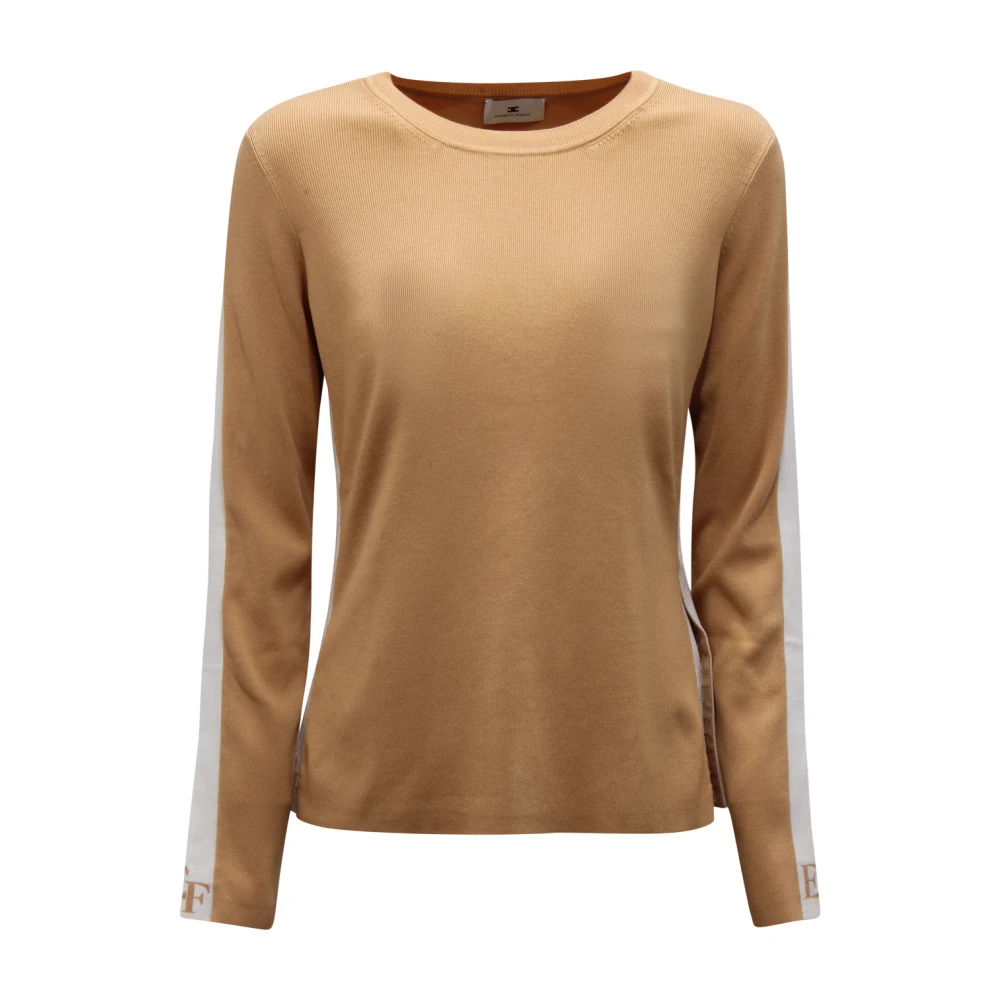 Elisabetta Franchi Women's Beige Mk-03S-56E2 Jumper - Long Sleeve T-Shirts - Xl - Tops