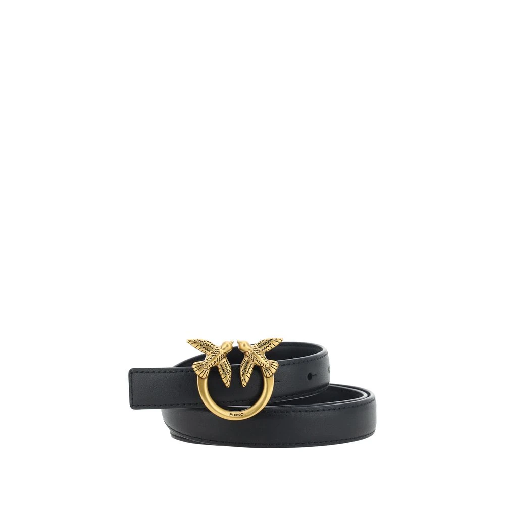 Pinko Women's Black Belts, Xs, Love Berry Belt With Birds Logo