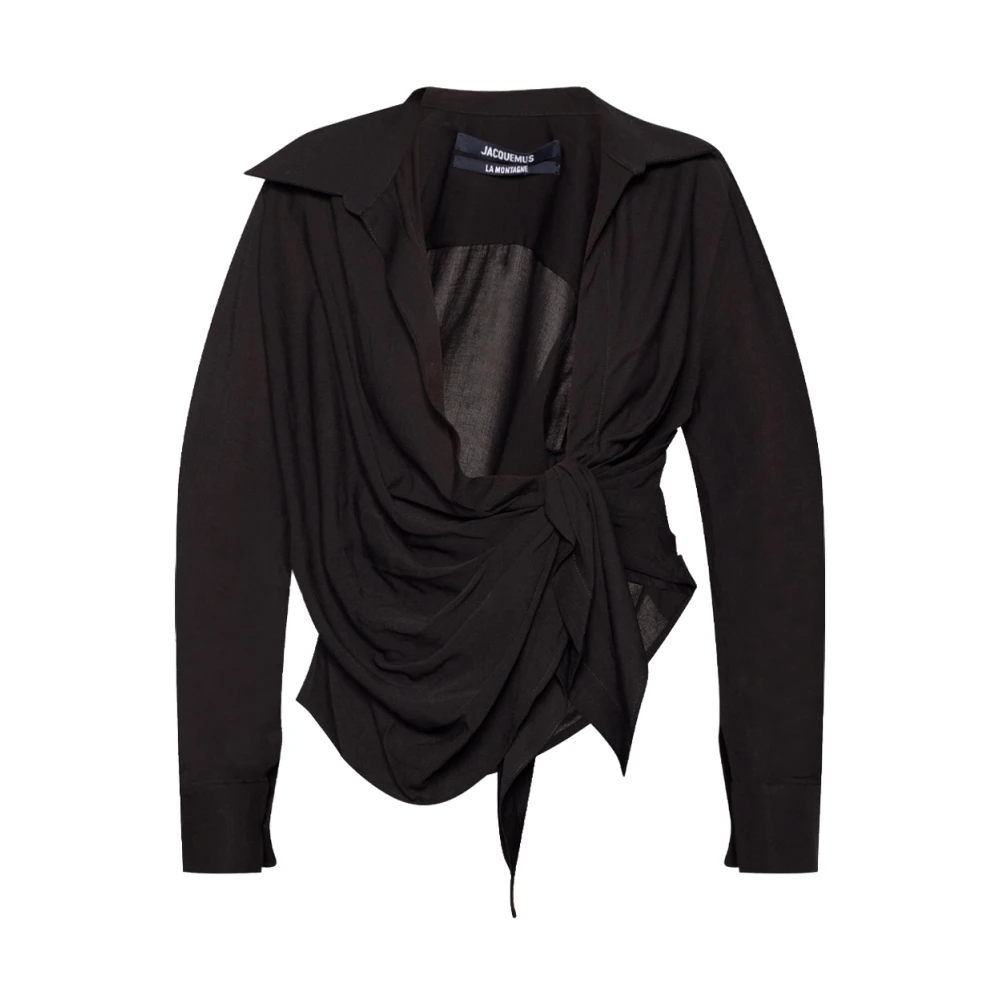 Jacquemus Klassieke Witte Button-Up Overhemd Black Dames