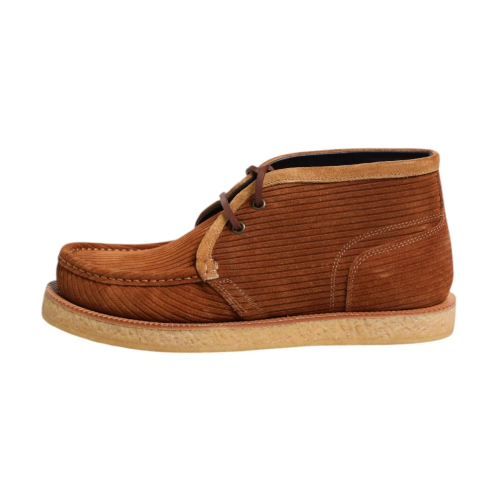 Dolce & Gabbana Men's Brown Stylish Desert Ankle Boots With Lace-Up