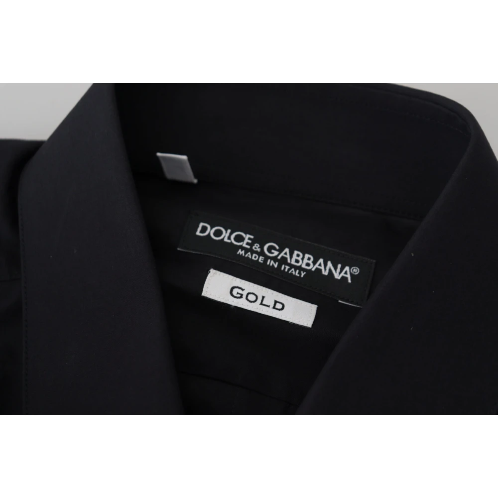 Dolce & Gabbana Zwarte Katoenen Slim Fit Formele Overhemd Black Heren