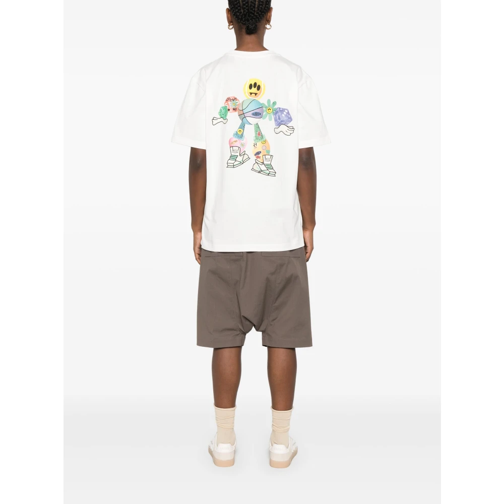 Barrow Cotton T-shirt met ronde hals en print White Heren