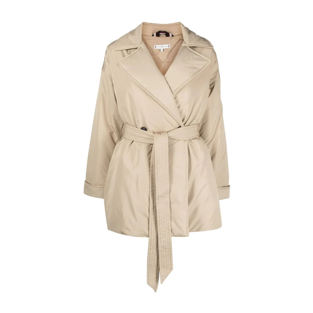 Tommy Hilfiger Women's Beige Trench Coats, L, Padded Peacoat Trench Coat