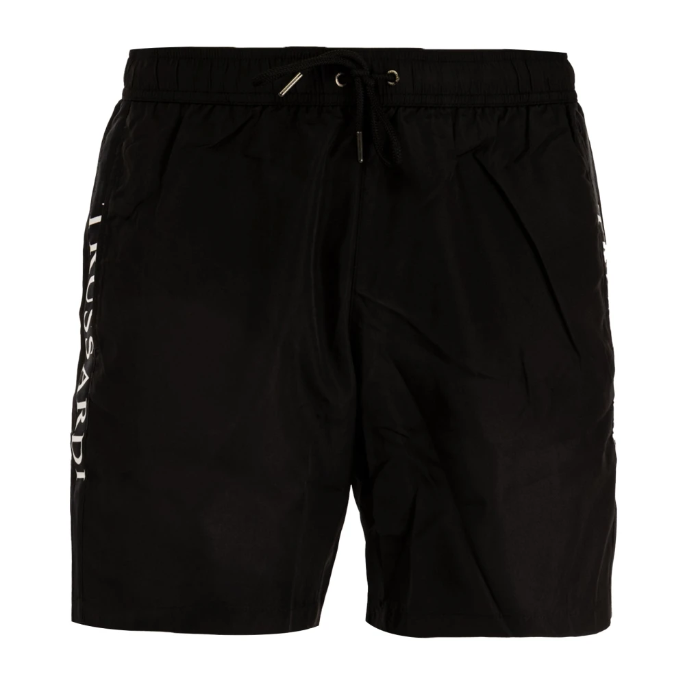 Trussardi Men's Black Beachwear,, Trendy Swim Shorts Large