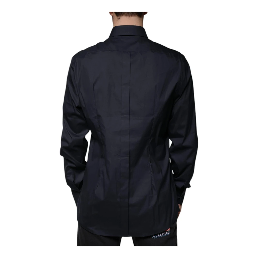 Dolce & Gabbana Zwarte Logo Detail Formeel Overhemd Black Heren