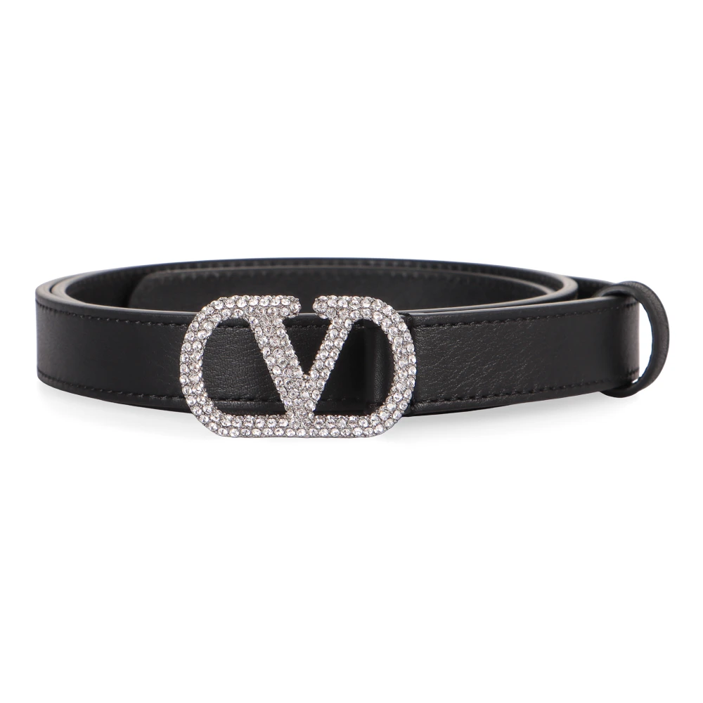 Valentino Garavani Svart Vlogo Signature-Bälte I Läder