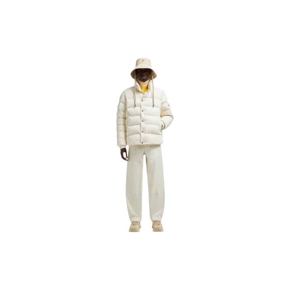 Moncler Witte Korte Donsjas met Flocked Nylon White Heren
