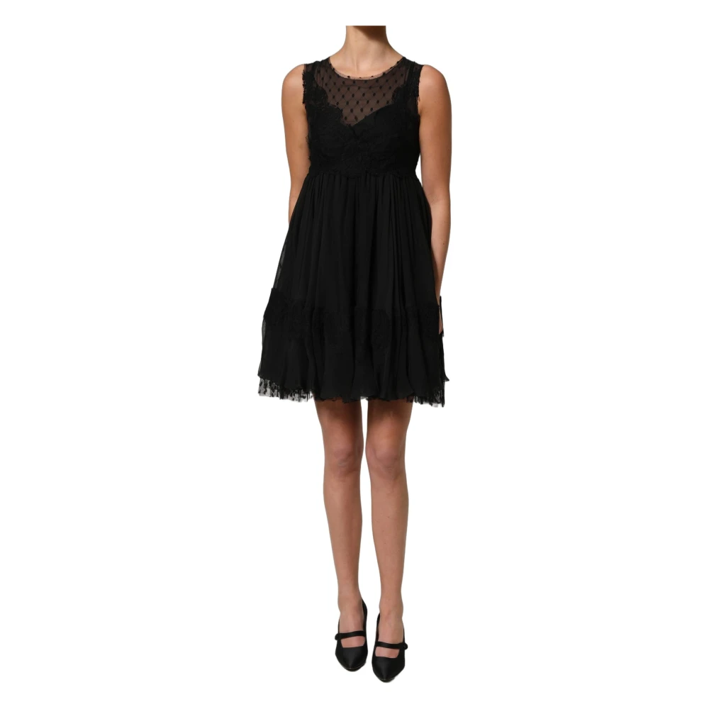 Dolce & Gabbana Black Short Sleeveless Lace Dress - Female - Short Dresses - 2XS - Dresses