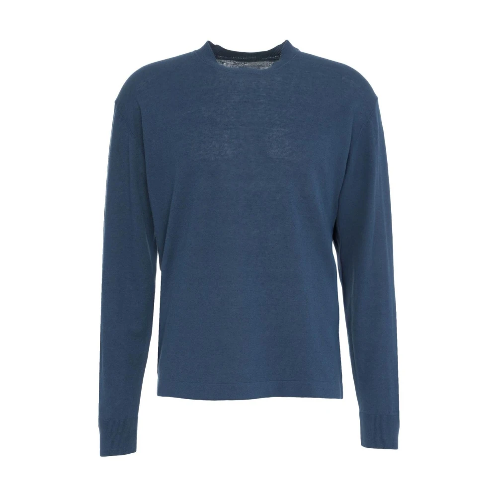 Paolo Pecora Blauwe Gebreide Trui met Ronde Hals Blue Heren