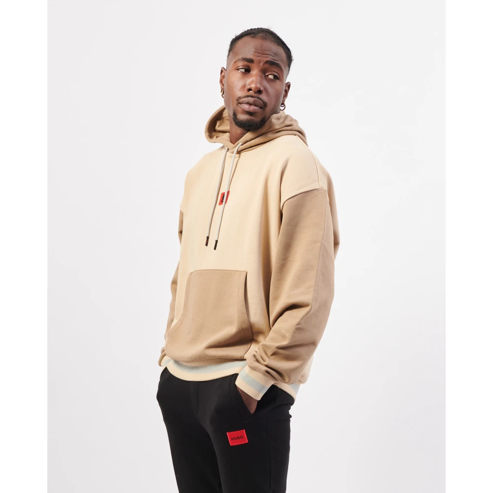 Hugo Boss Beige hoodie met kleurblokken Beige Heren