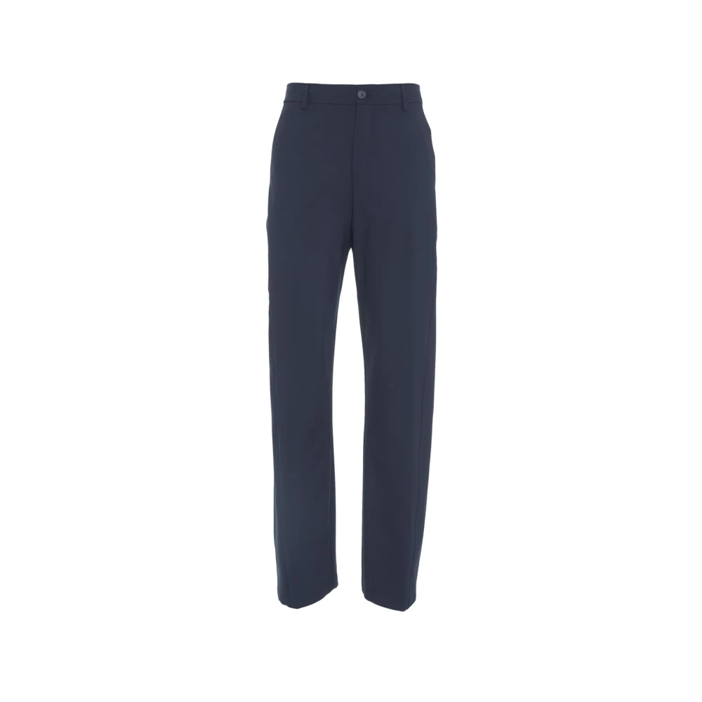 Semicouture Blauwe wijde pijp wolblend broek Blue Dames