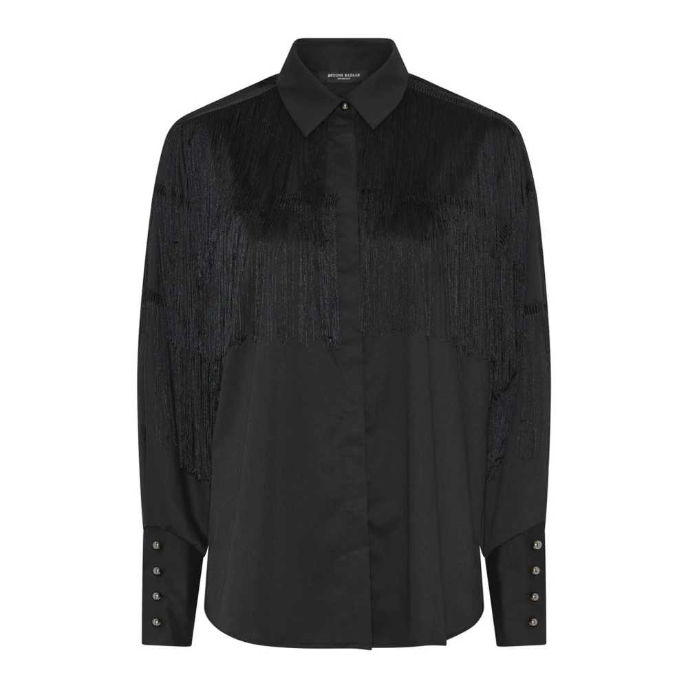 Bruuns Bazaar Cardinibbtiana Blouse met Borduurdetails Black Dames