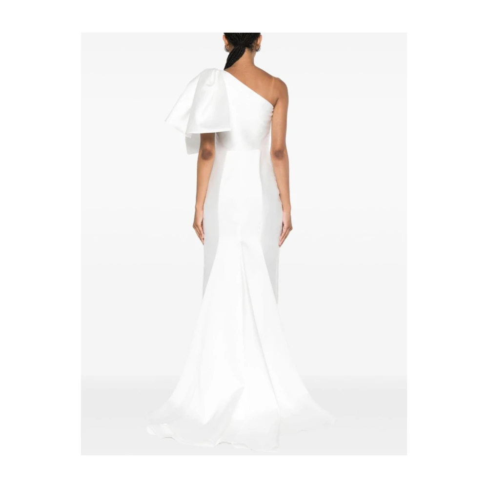 Solace London Witte Maxi Jurk met Eén Schouder en Strikdetail White Dames