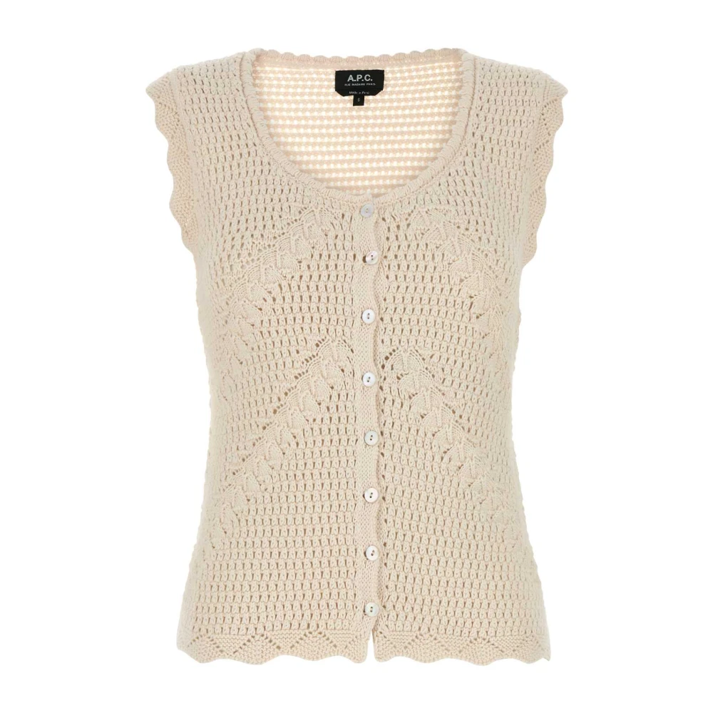 A.p.c. Gehaakte Ivoor Vest Palmyre Stijl Beige Dames
