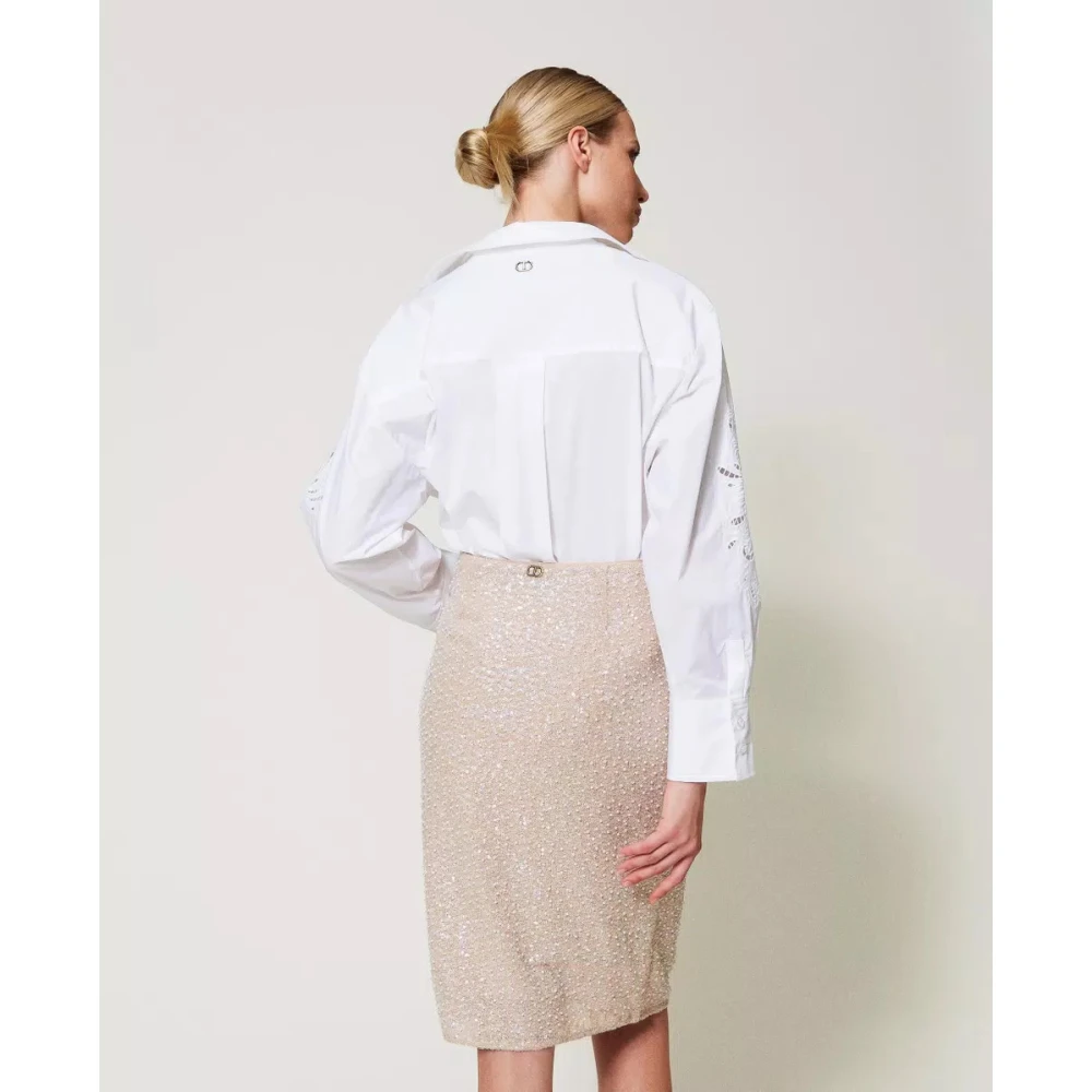 Twinset Paillet en parel lange rok Beige Dames
