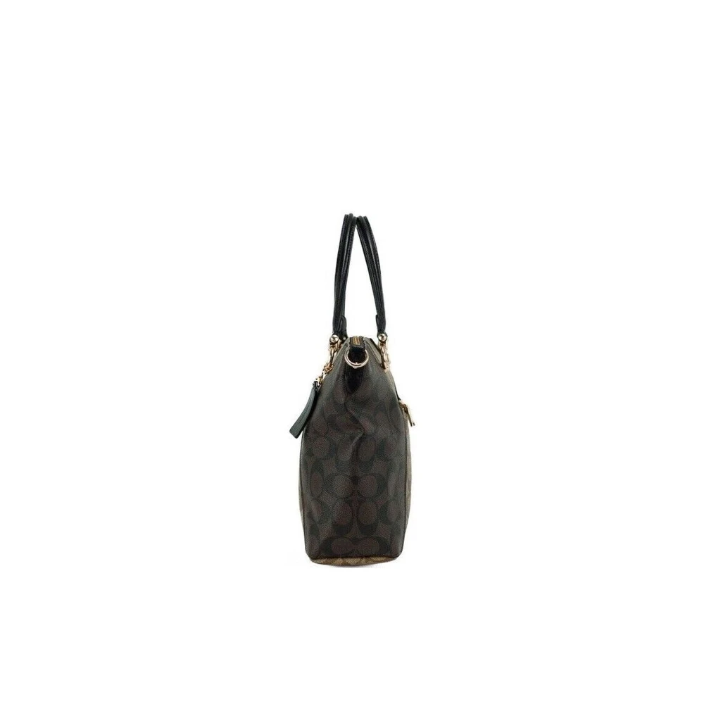 Coach Signature Canvas Top Zip Crossbody Tas Brown Dames