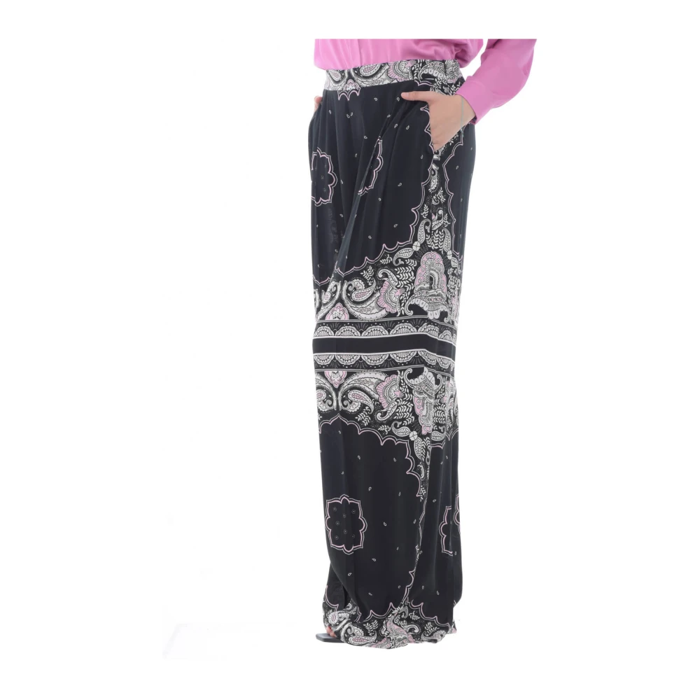Twinset Georgette Palazzo Broek met Bandana Print Black Dames