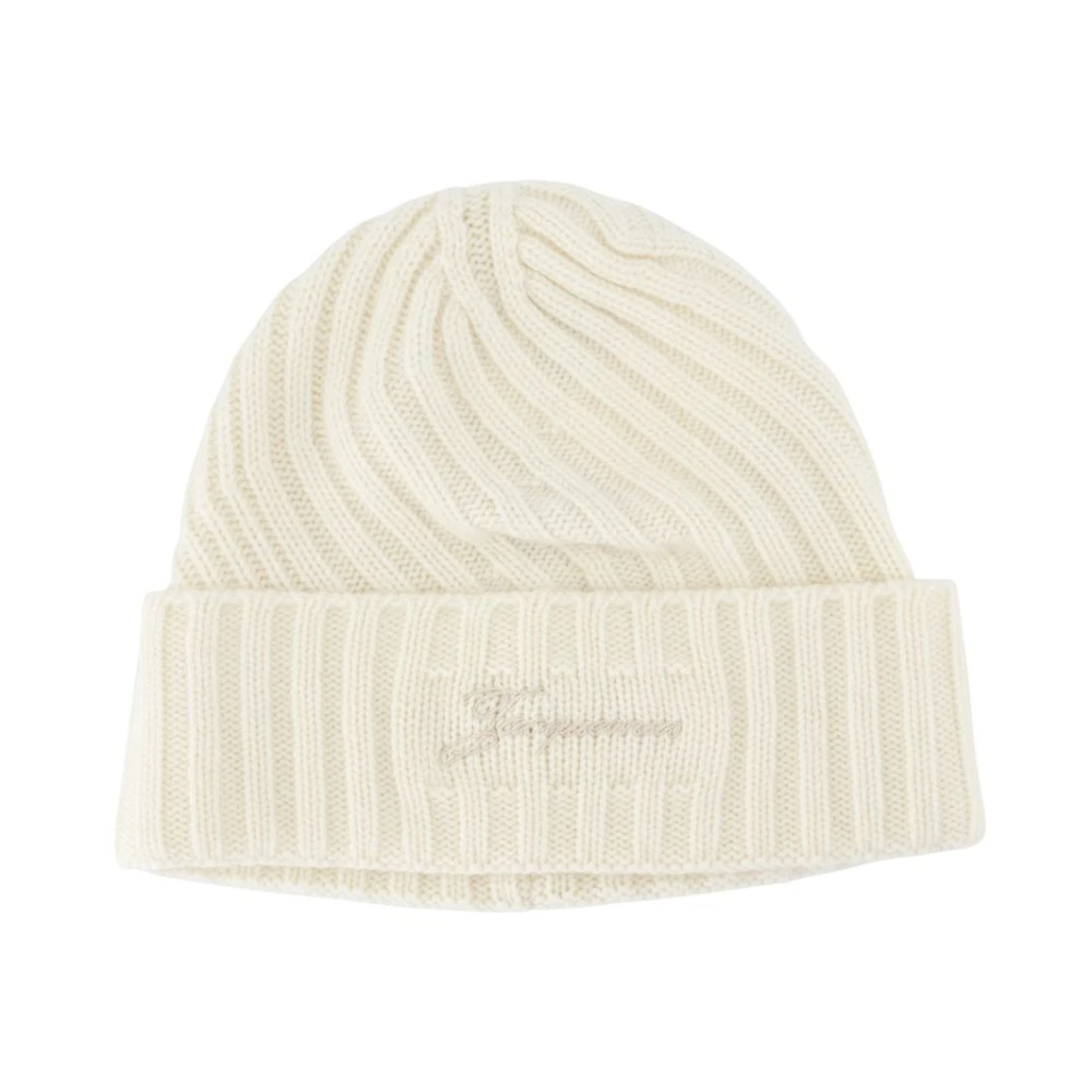 Jacquemus Unisex Wit Accessoires One Size, Kasjmier, Kasjmier Te Beanie Hoed