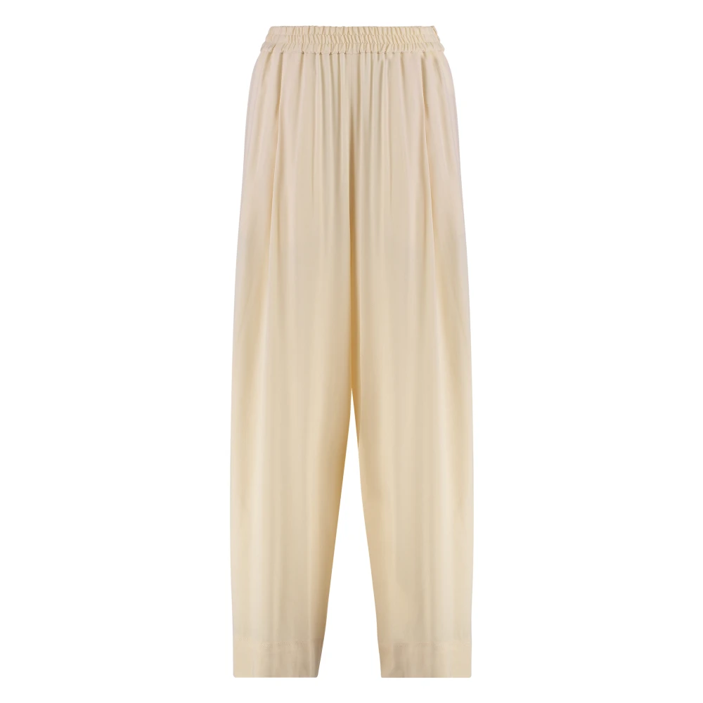 Fabiana Filippi Elastische Taille Crepe Broek White Dames