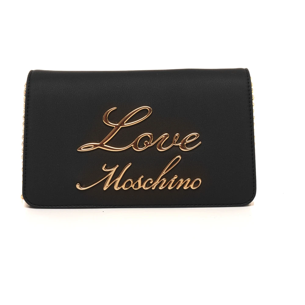 Love Moschino Schoudertas met Metalen Ketting en Zakken Black Dames
