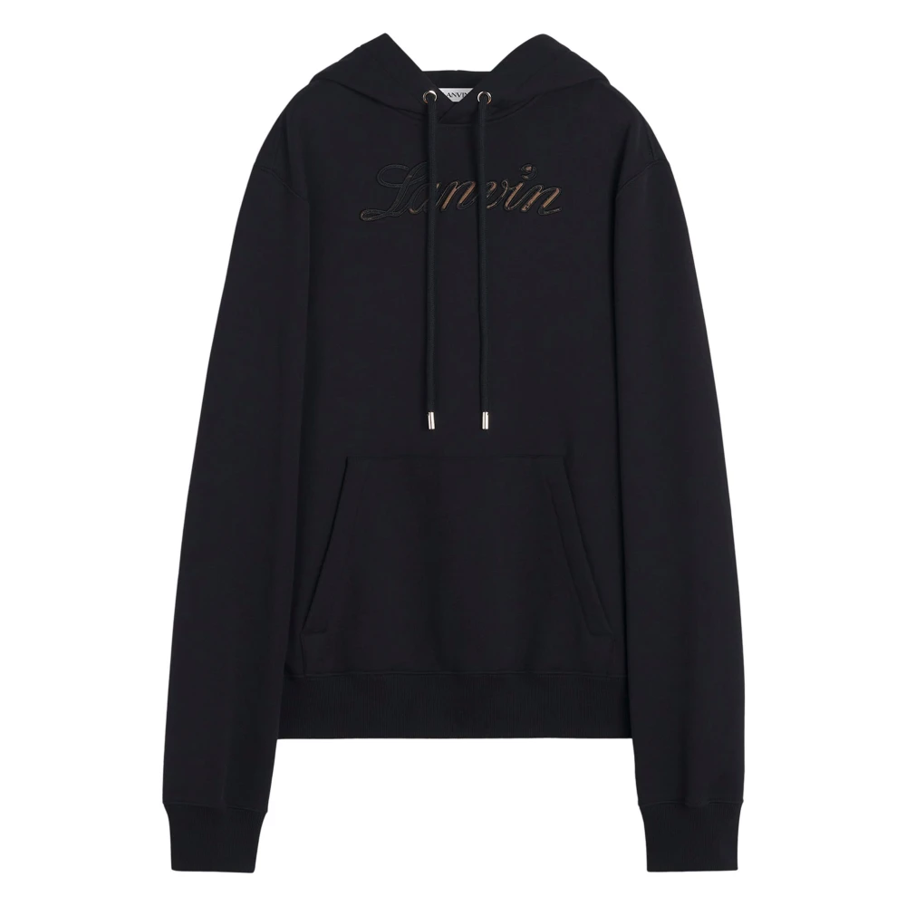 Lanvin Denim Logo Hoodie Manuscript Stijl Black Heren