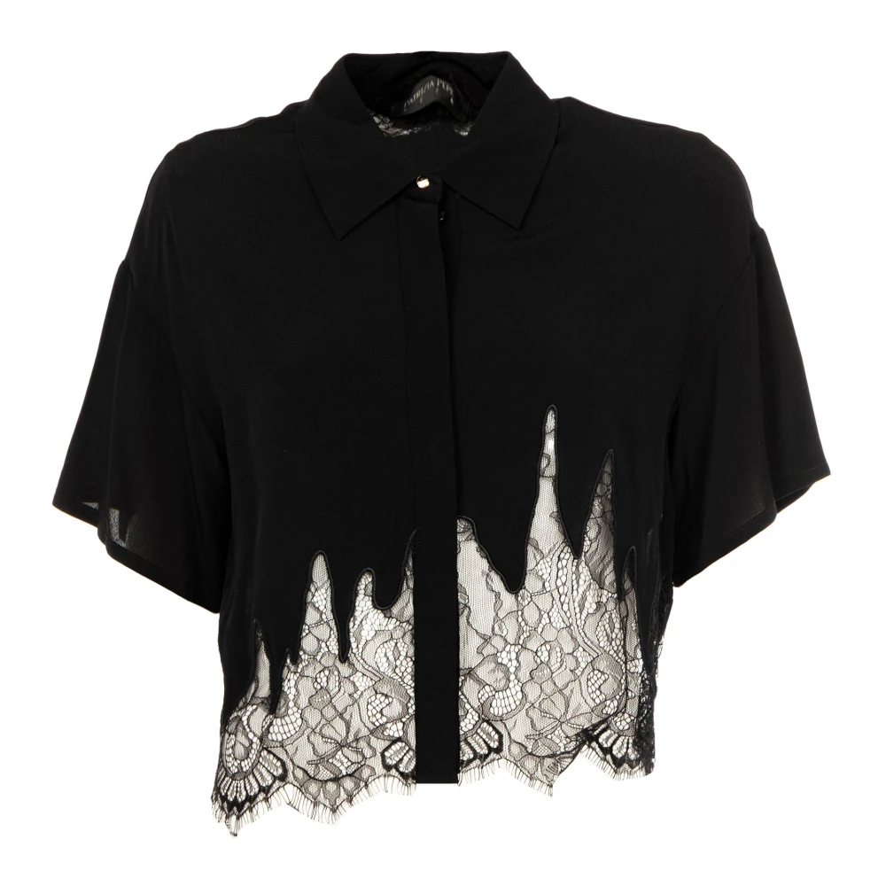 PATRIZIA PEPE Elegante Zwarte Zomerblouse Black Dames