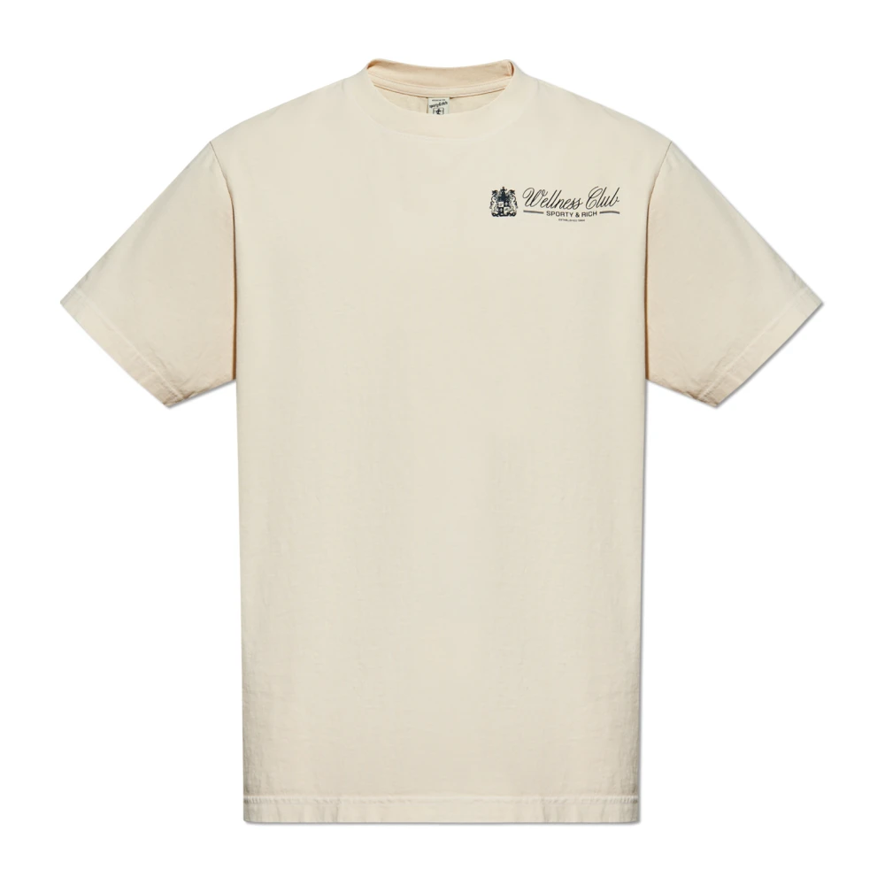 Sporty & Rich Katoenen T-shirt Beige Unisex