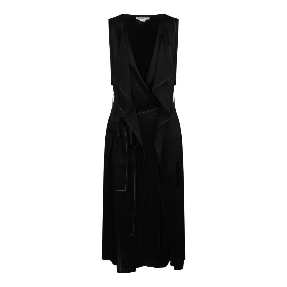 Victoria Beckham Mouwloze Midi Jurk met Riem Black Dames