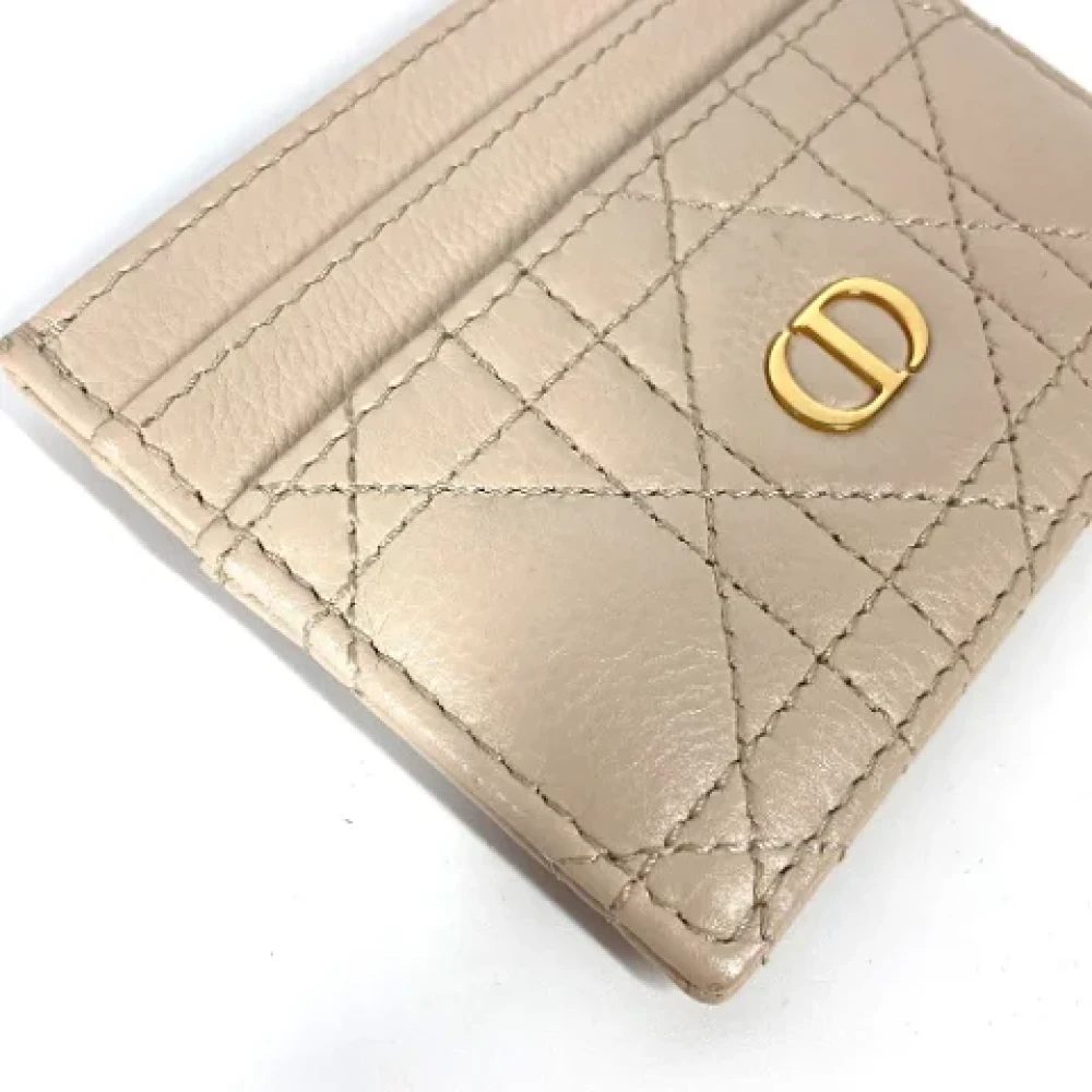 Dior Vintage Pre-owned Leather wallets Beige Dames