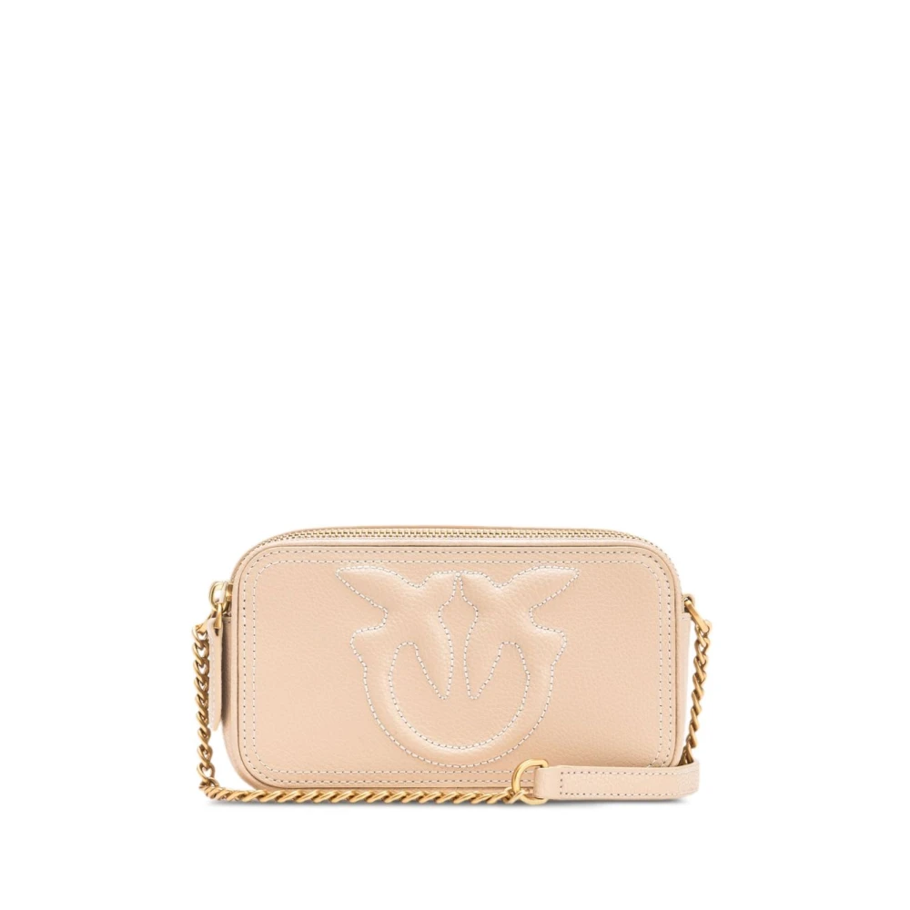 Pinko Women's Beige Chic Leather Shoulder Bag