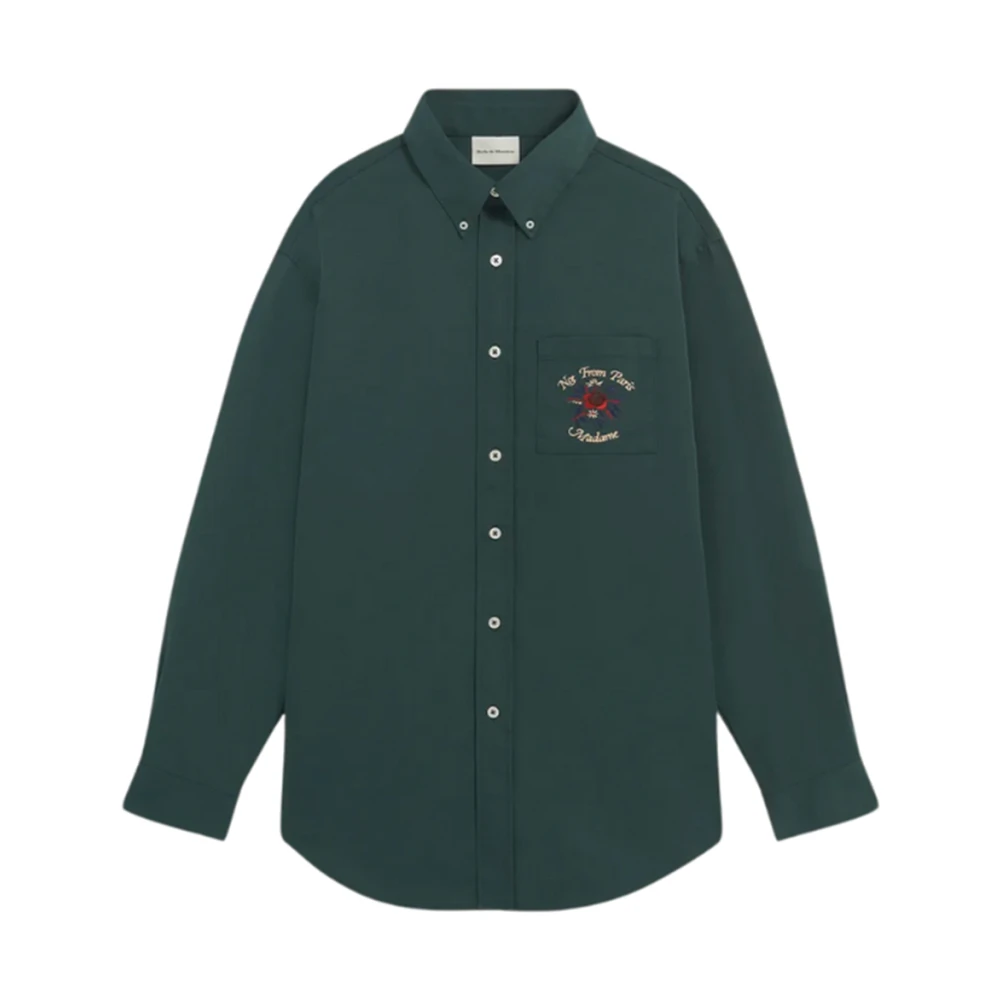 Drole de Monsieur Bloemen Slogan Shirt (Donkergroen) Green Heren