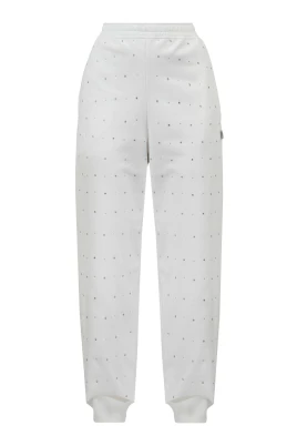 Strass Sweatpants med Ribbade Manschetter