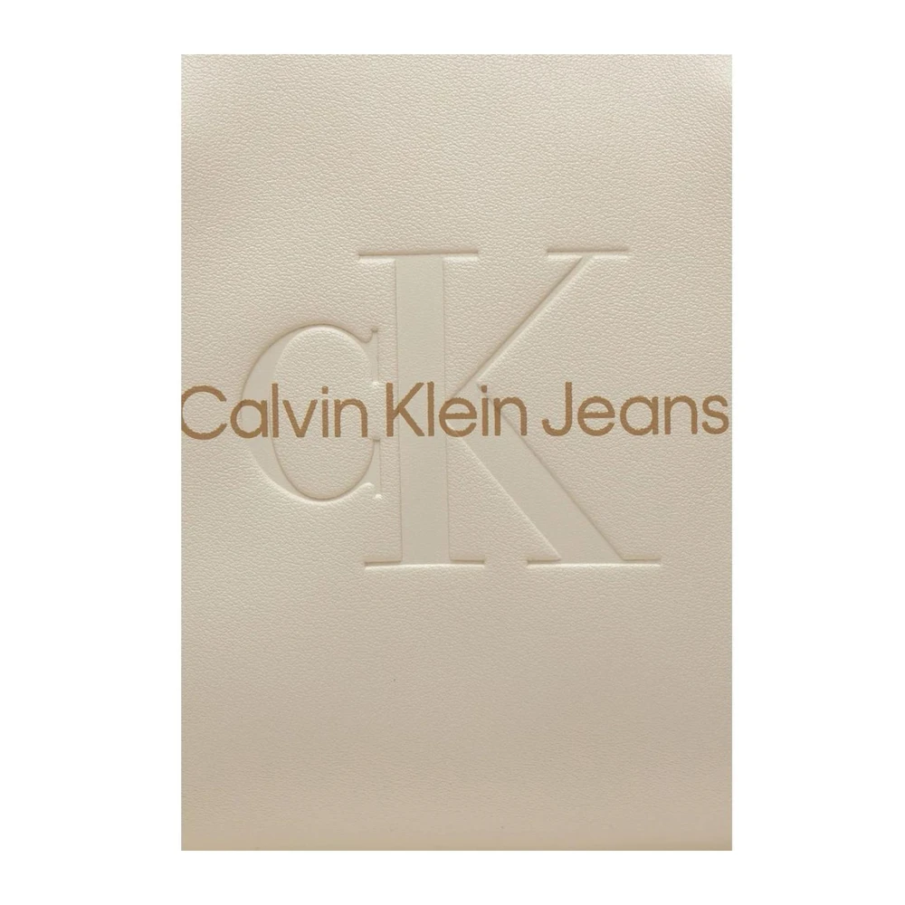 Calvin Klein Jeans Gestructureerde Synthetisch Leren Handtas Beige Dames