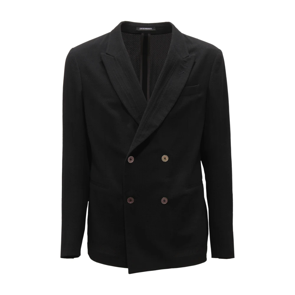 Armani Men's Black Double-Breasted Wool Jacket