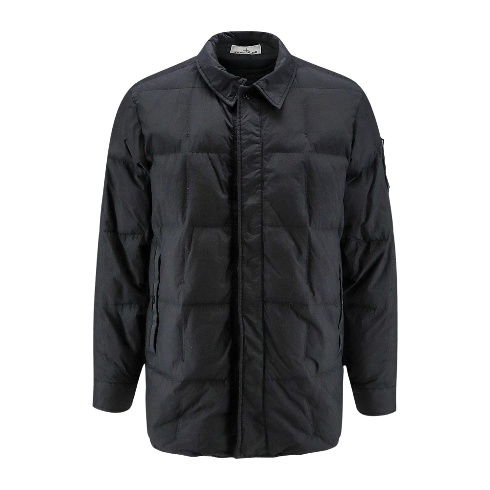 Stone Island Schwarz Stone Island_schwarze Daunenjacke Aus Harzbeschichtetem Nylon Mit Tropfschutz_schwarz_xl_mann - Bild 3