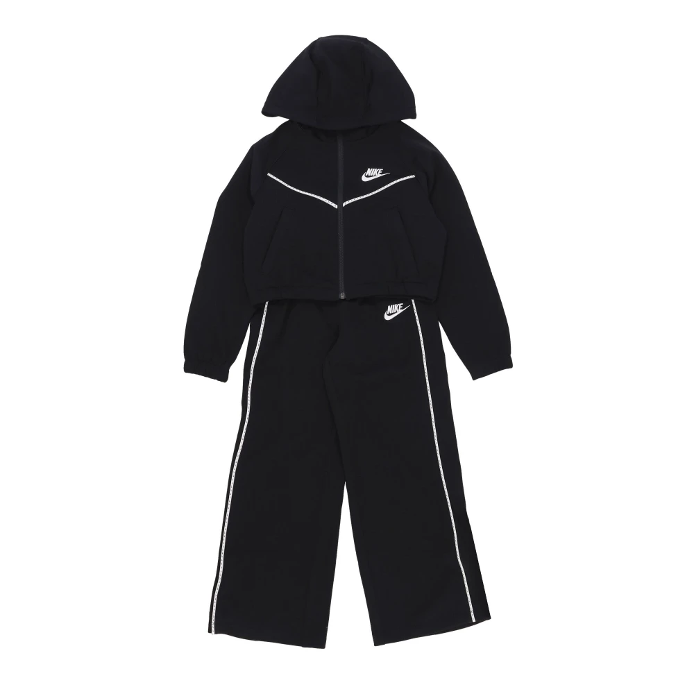 Nike Flickans Full-zip Tracksuit Sportkläder Set Black, Flicka