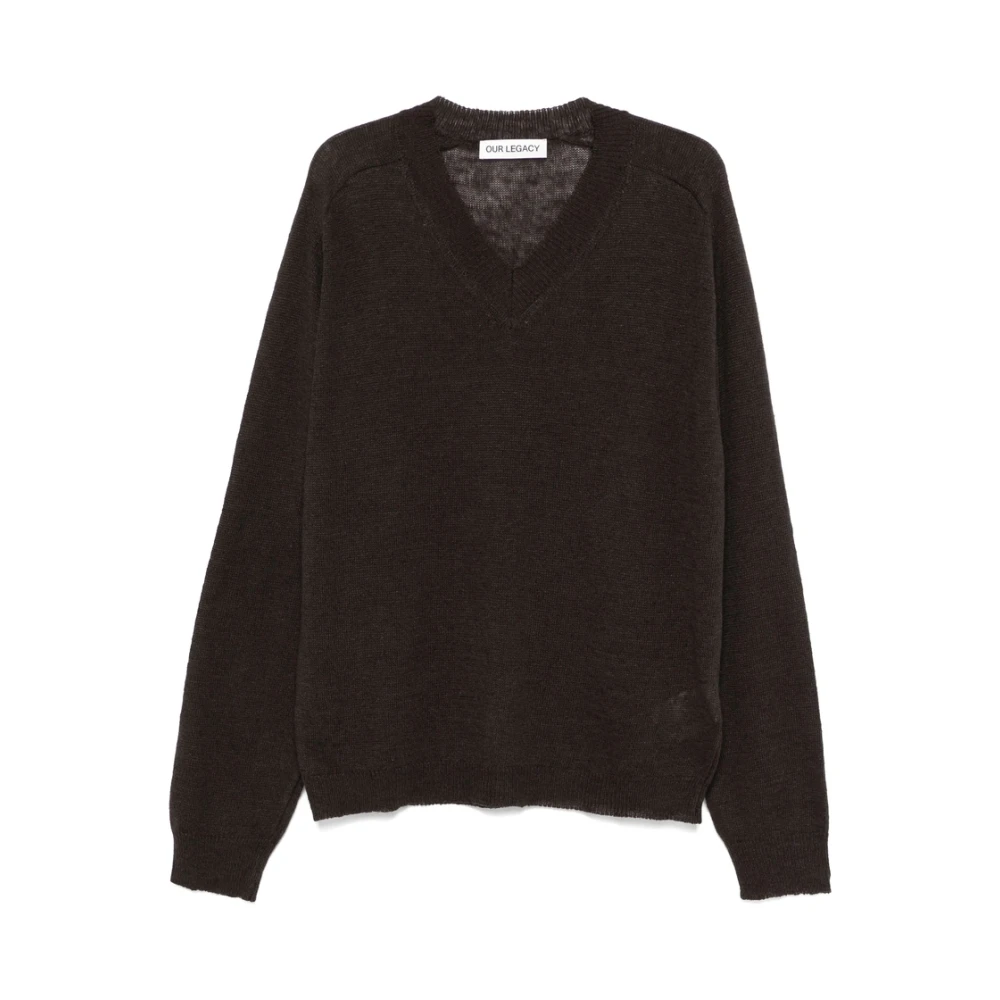 Our Legacy Groene V-hals Raglan Trui Green Heren