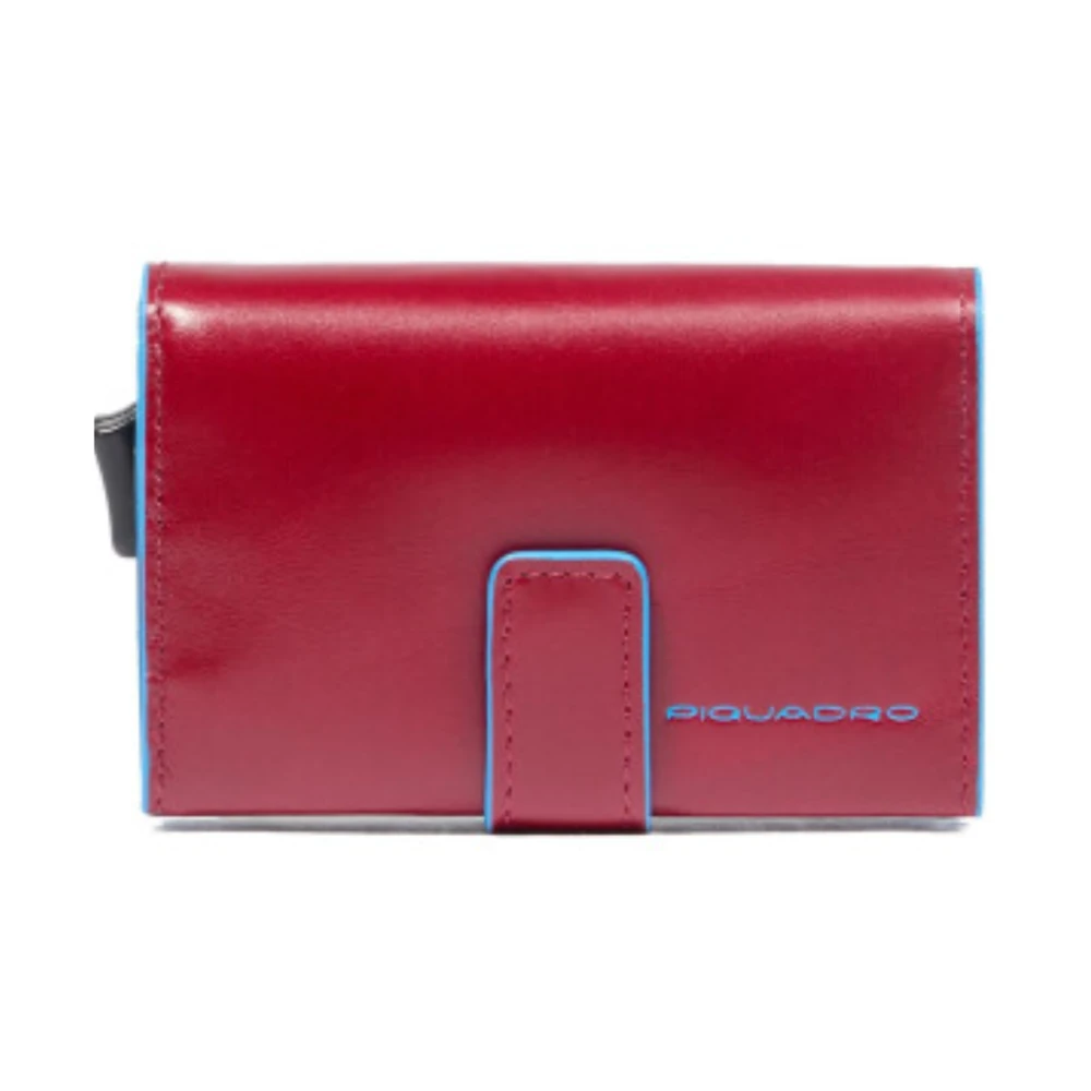 Piquadro Herr Röd Accessoarer One Size, Läder, Kompakt Plånbok Med Dubbel Pop-Up Korthållare