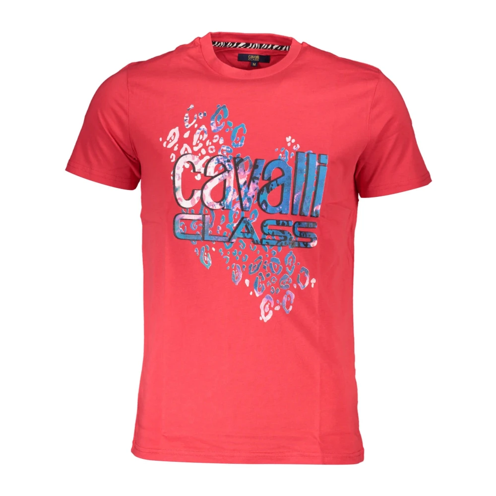 Cavalli Class Rode T-shirt met korte mouwen en logo print Red Heren